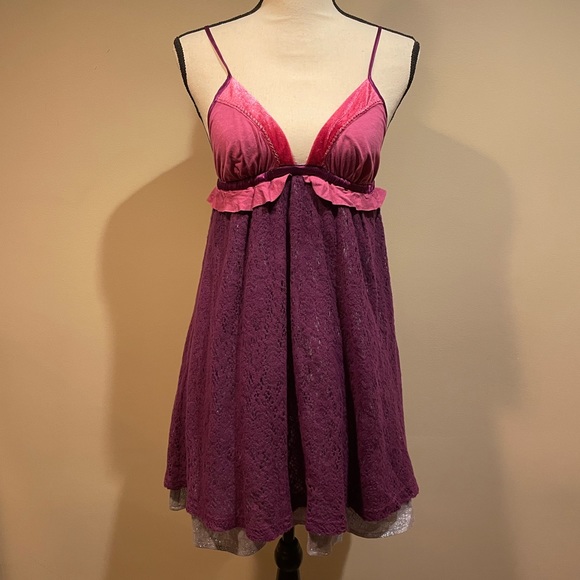 Free People Vintage Boho Lace Overlay Slip Dress - Picture 2 of 10